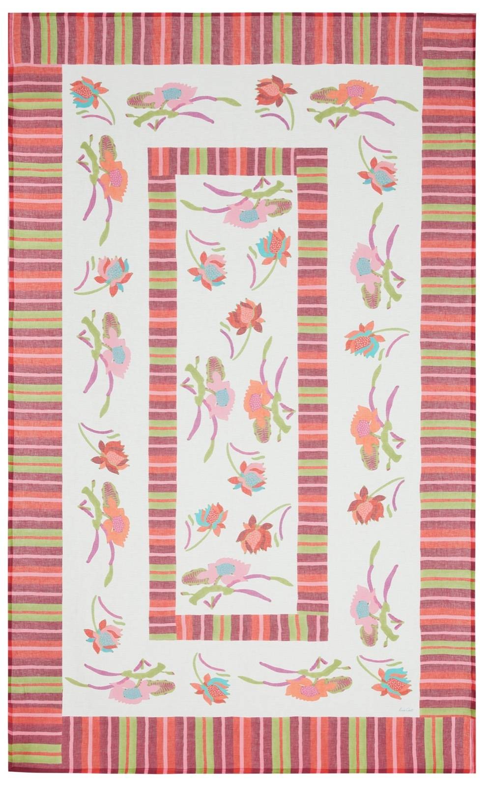 Lisa Corti telo lino 140x240cm japanese white red