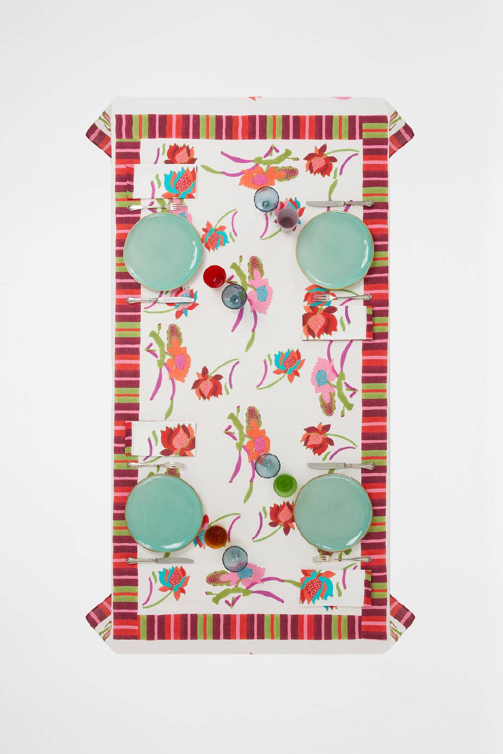 Lisa Corti telo lino 140x240cm japanese white red 2025