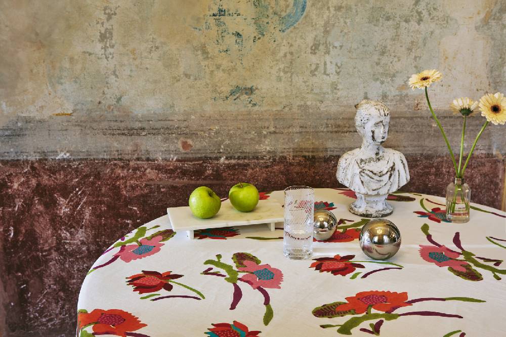 Lisa Corti telo lino 140x240cm japanese white red 2025
