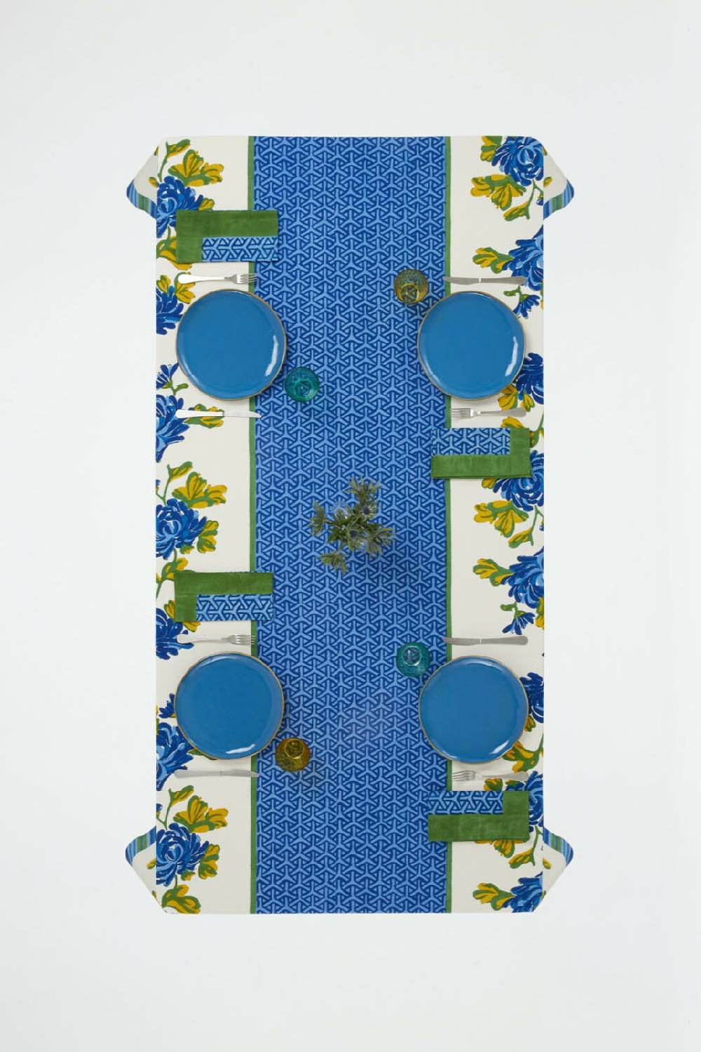 Lisa Corti telo cotone 140x240cm vienna blue cream Qualità