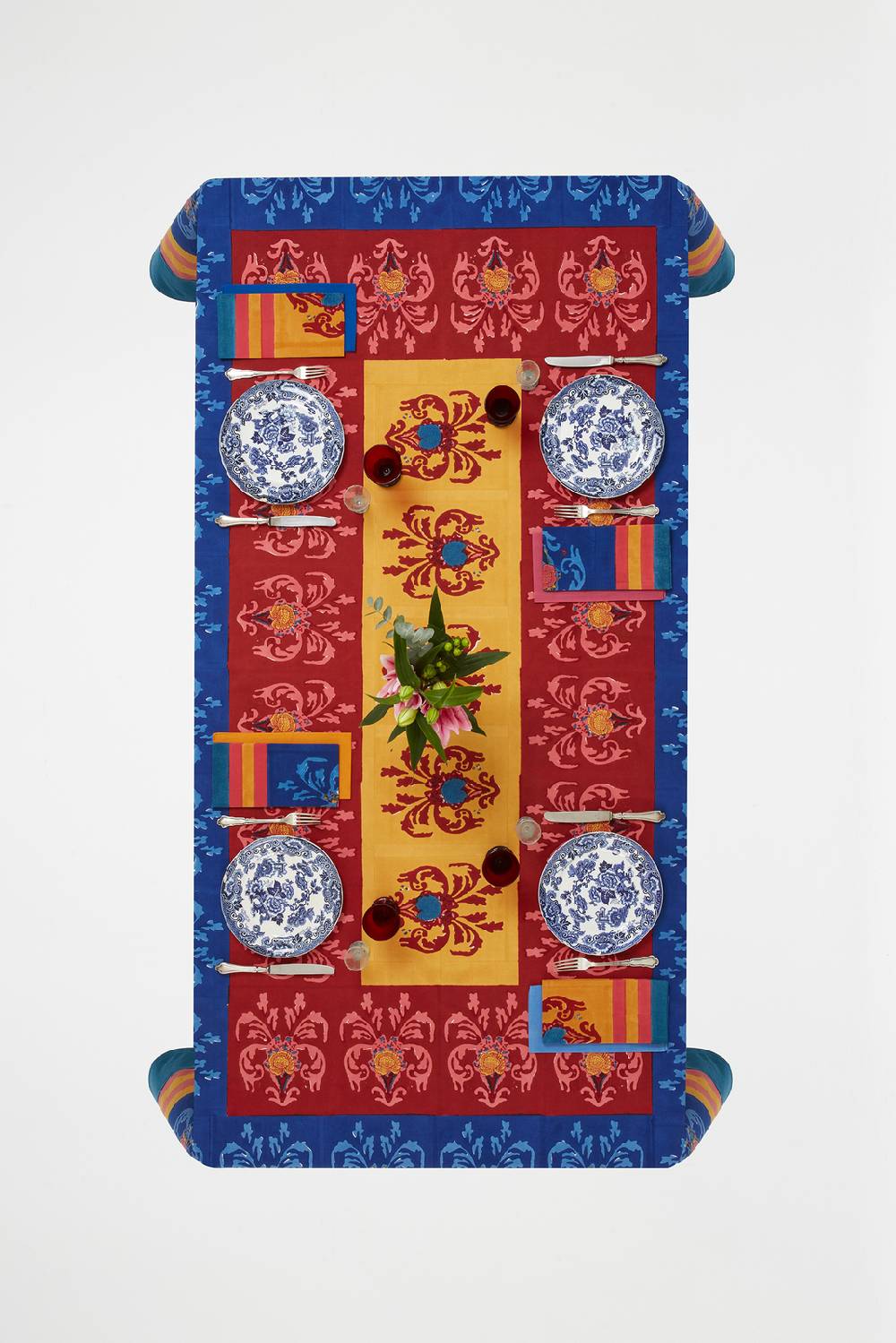 Lisa Corti telo cotone 140x240cm brocade royal blue Vendita