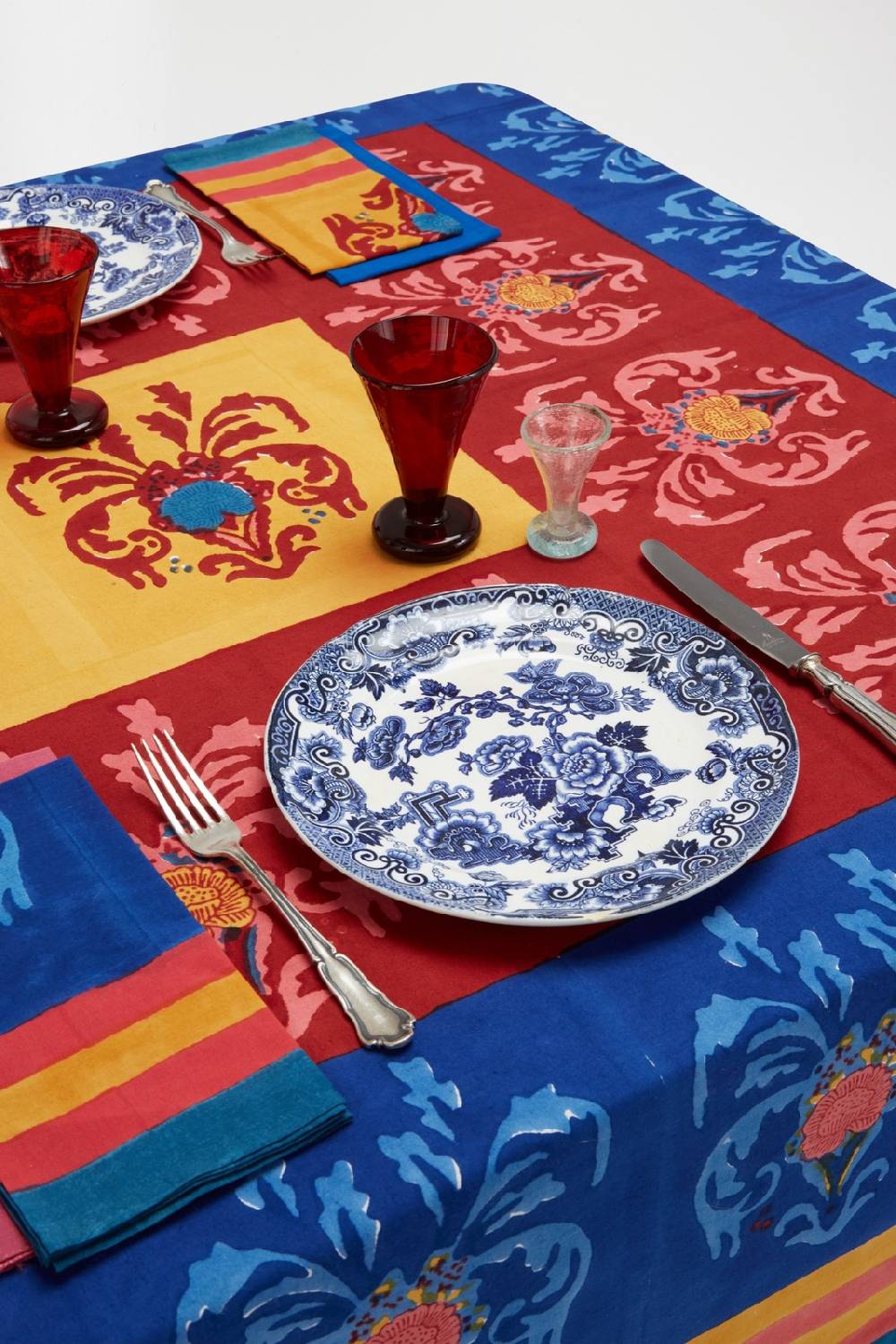Lisa Corti telo cotone 140x240cm brocade royal blue Vendita