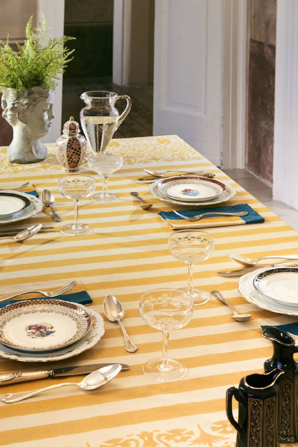 Lisa Corti telo cotone 140x240cm damask design gold