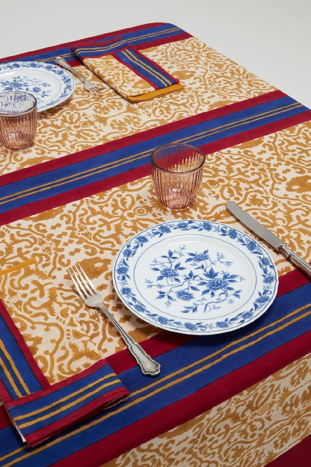 Lisa Corti telo cotone 140x240cm damask stripe chutney Negozi Online