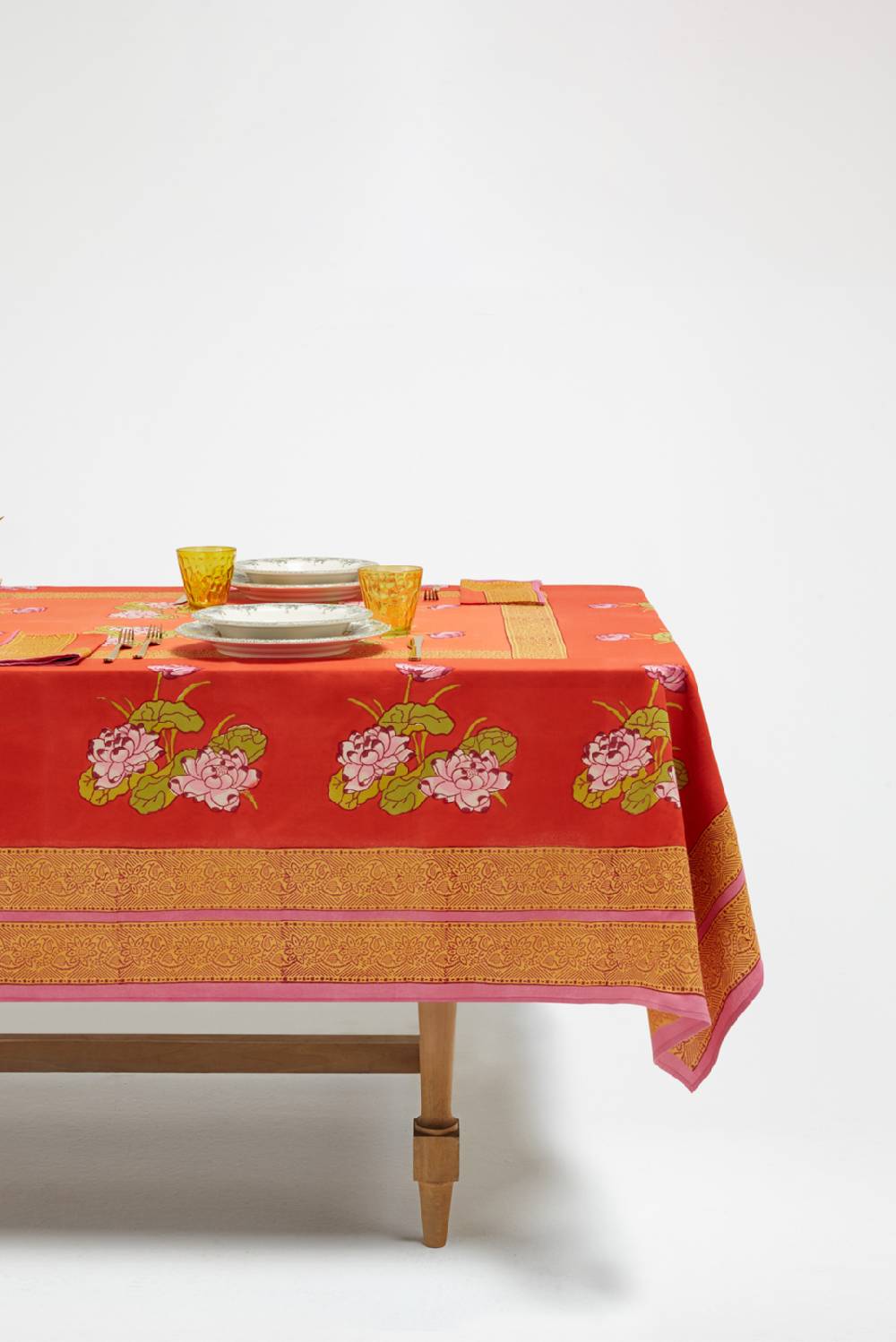 Lisa Corti telo cotone 140x240cm tea flower red orange Fino Al -60%