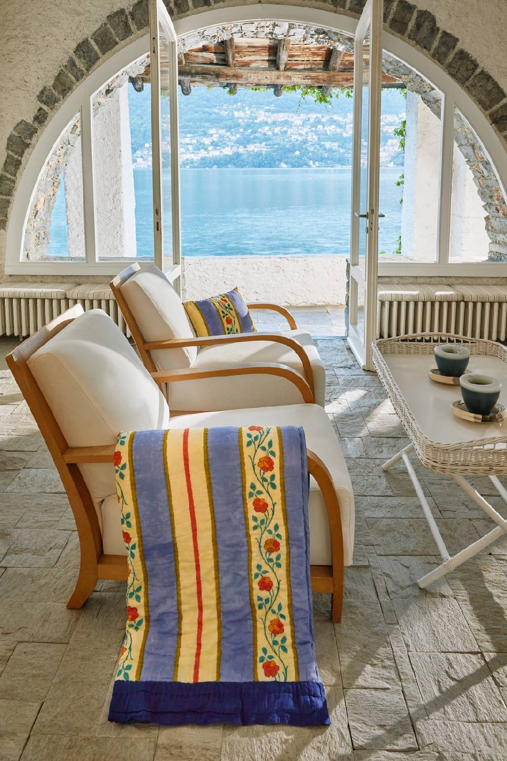 Lisa Corti trapunta reversibile 110x180cm varanasi stripes pervinch Convenienza