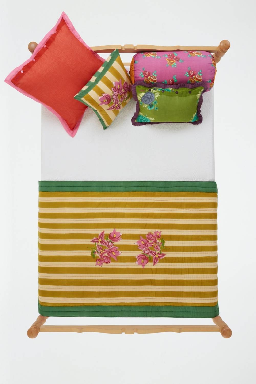 Lisa Corti trapunta reversibile 110x180cm issimo x lisa corti bouganville stripes white mustard Offerta