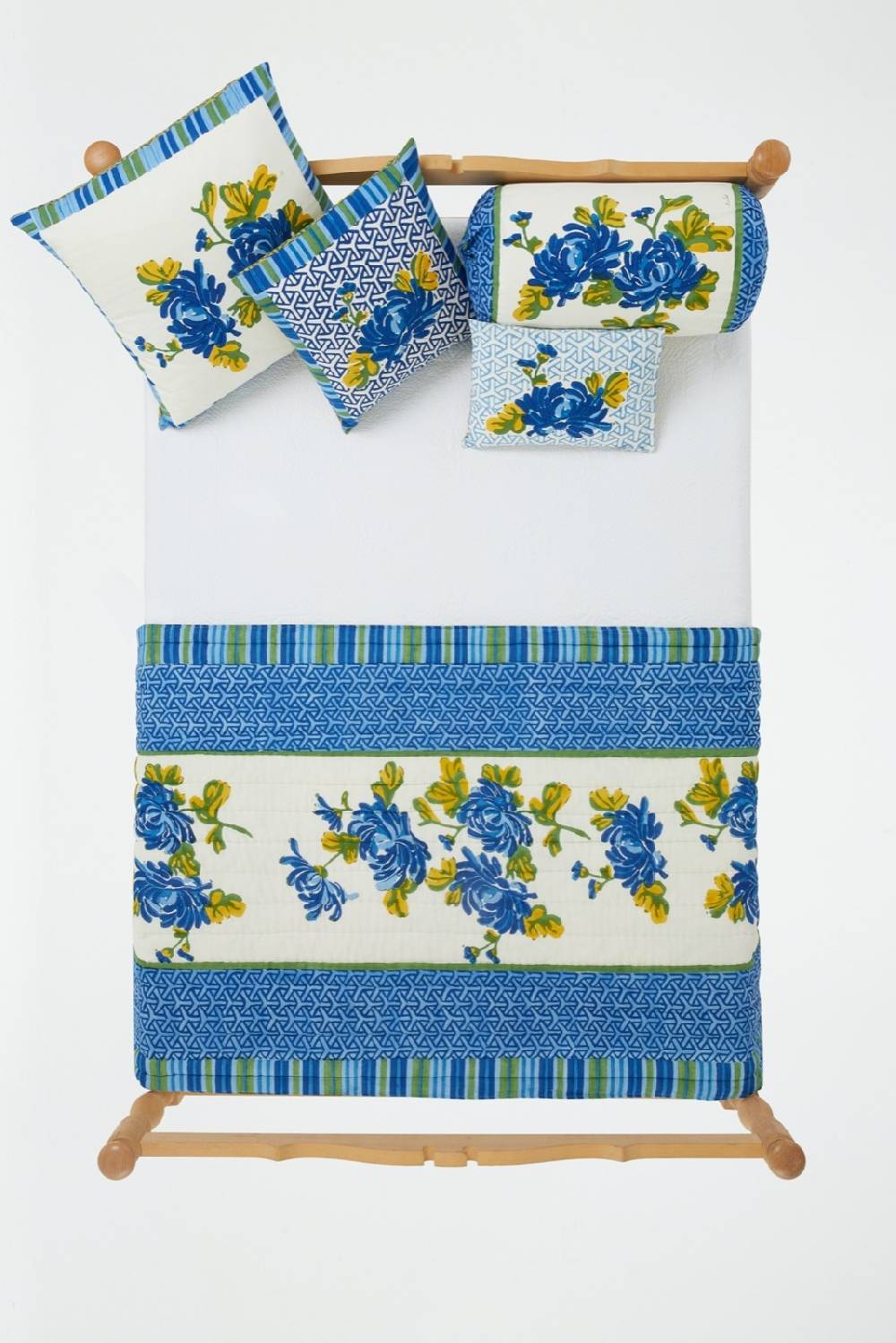 Lisa Corti trapunta reversibile 110x180cm vienna blue cream In Vendita