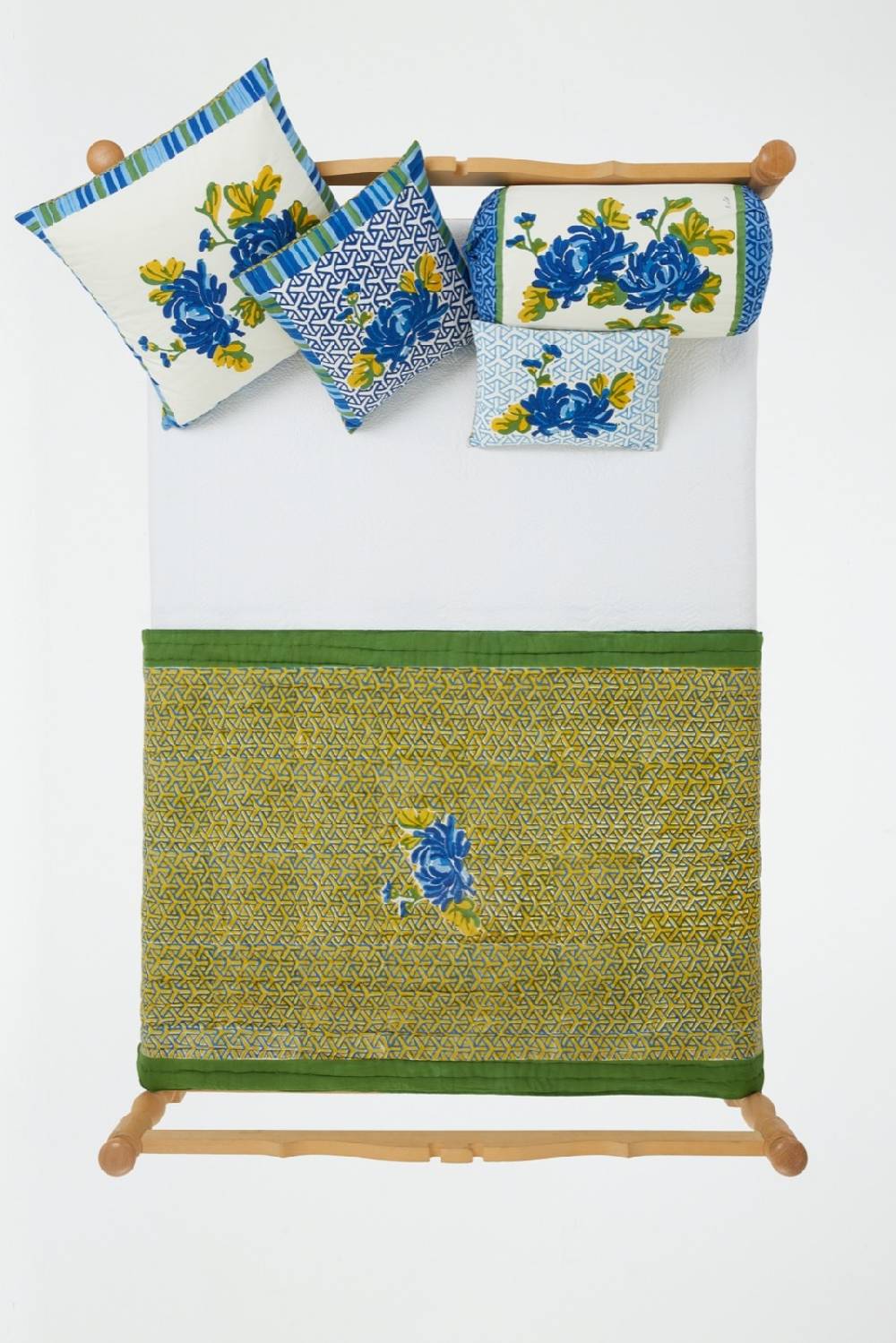 Lisa Corti trapunta reversibile 110x180cm vienna blue cream In Vendita