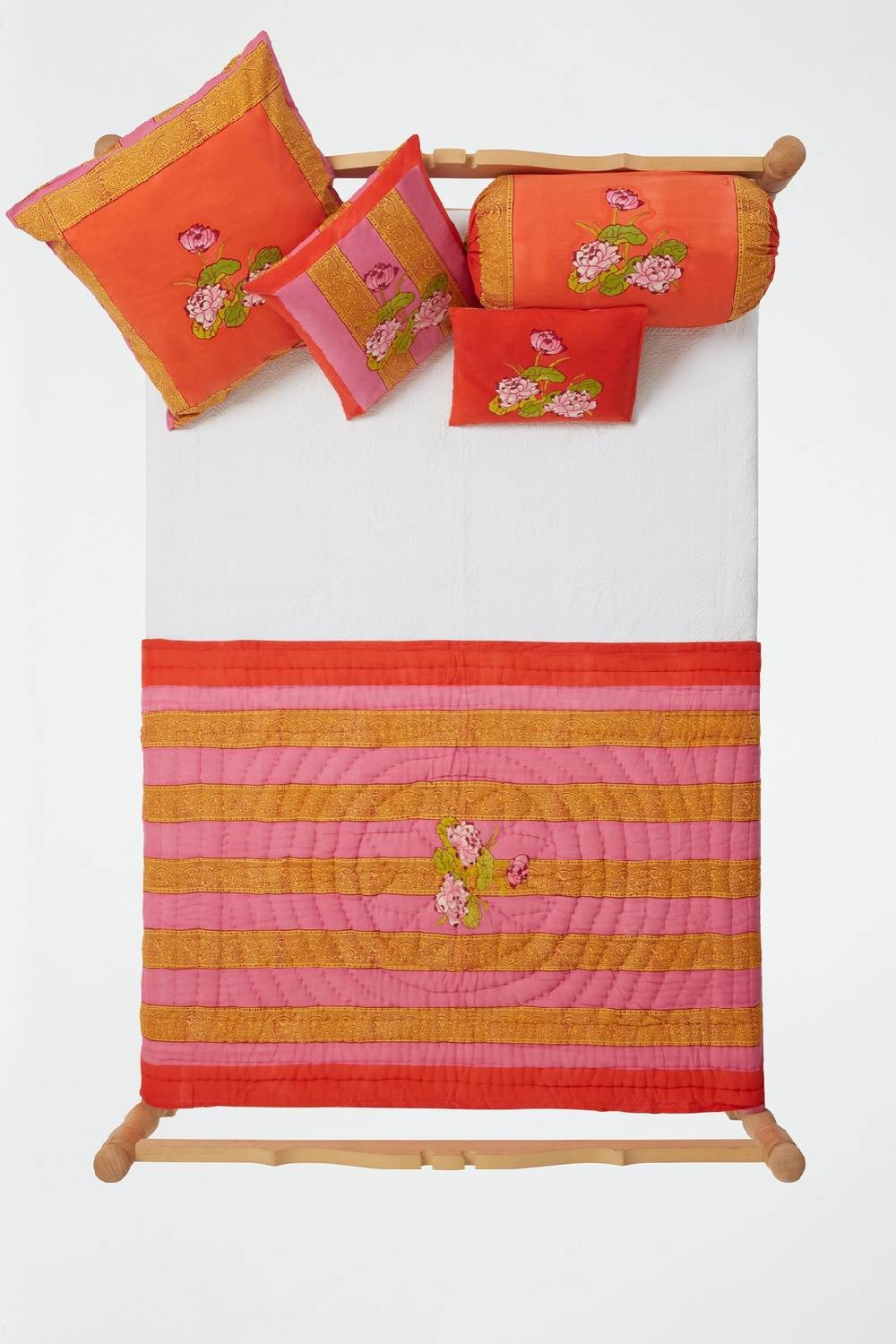 Lisa Corti trapunta reversibile 110x180cm tea flower red orange Hotsell