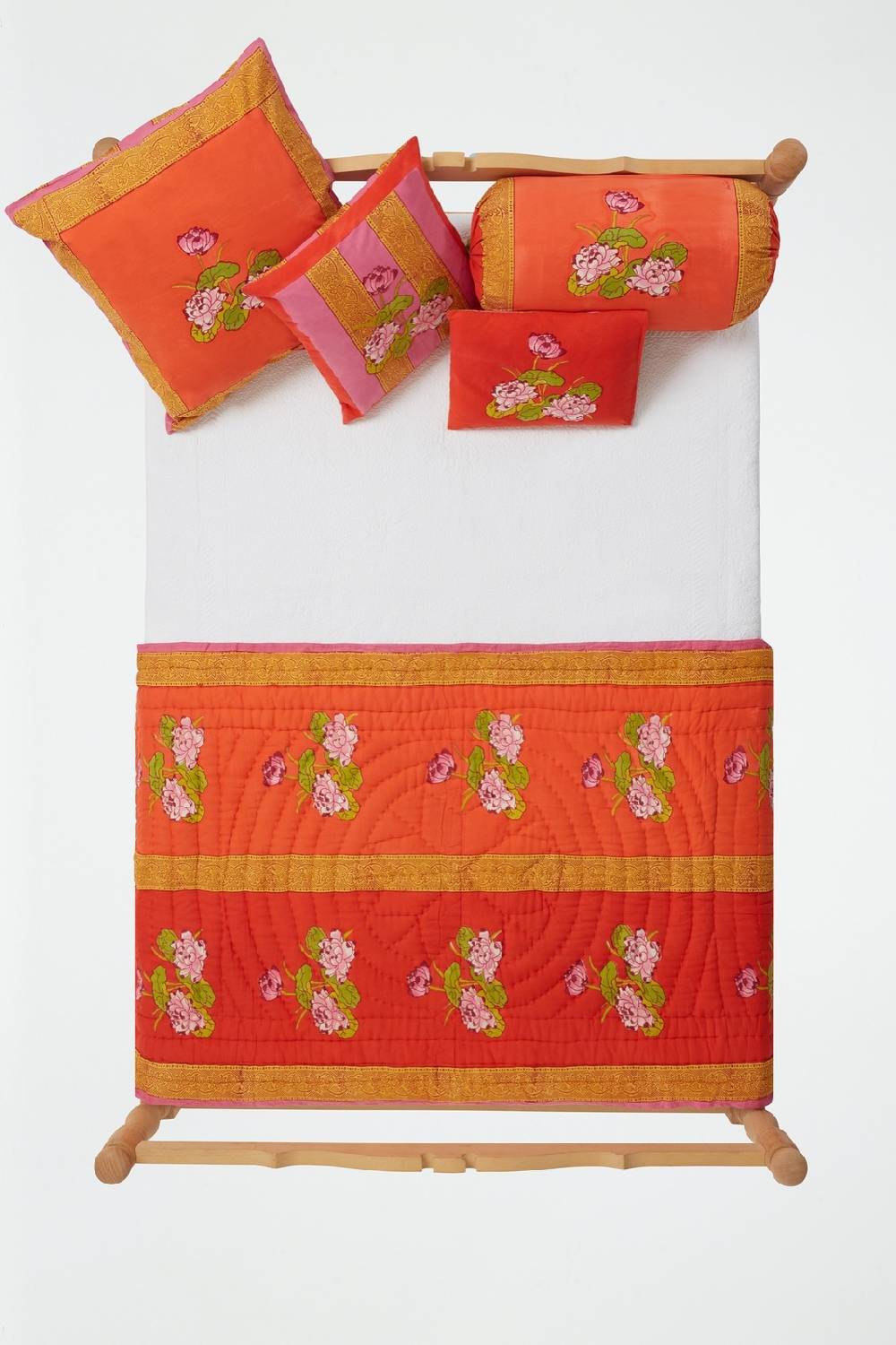 Lisa Corti trapunta reversibile 110x180cm tea flower red orange Hotsell
