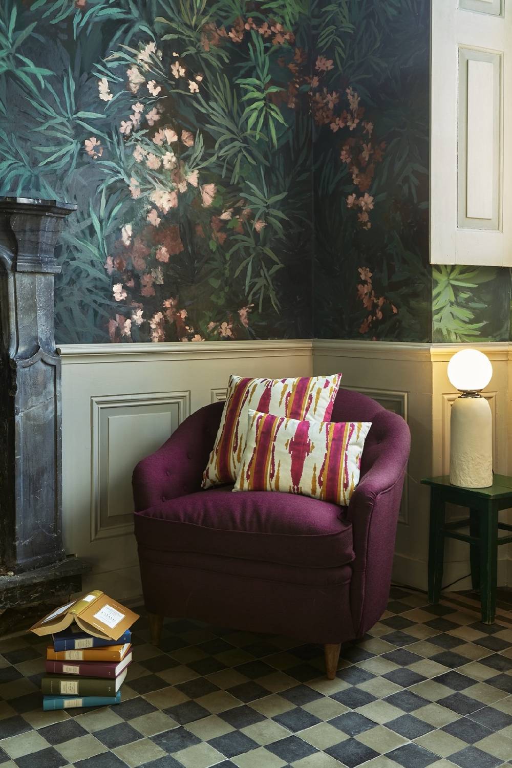 Lisa Corti cuscino cotone 30x40cm flame aubergine gold Italy