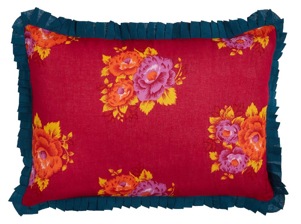 Lisa Corti federa organza 35x50cm tiger flower ruby red Nuovo