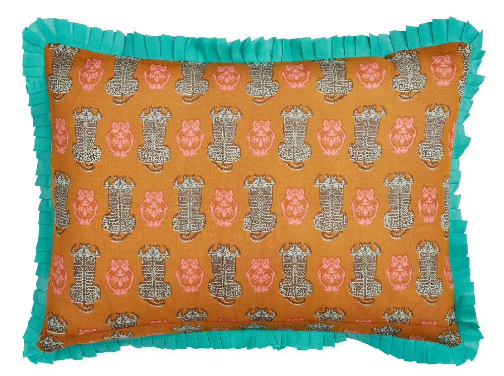 Lisa Corti federa organza 35x50cm tiger motive mustard Negozi Online