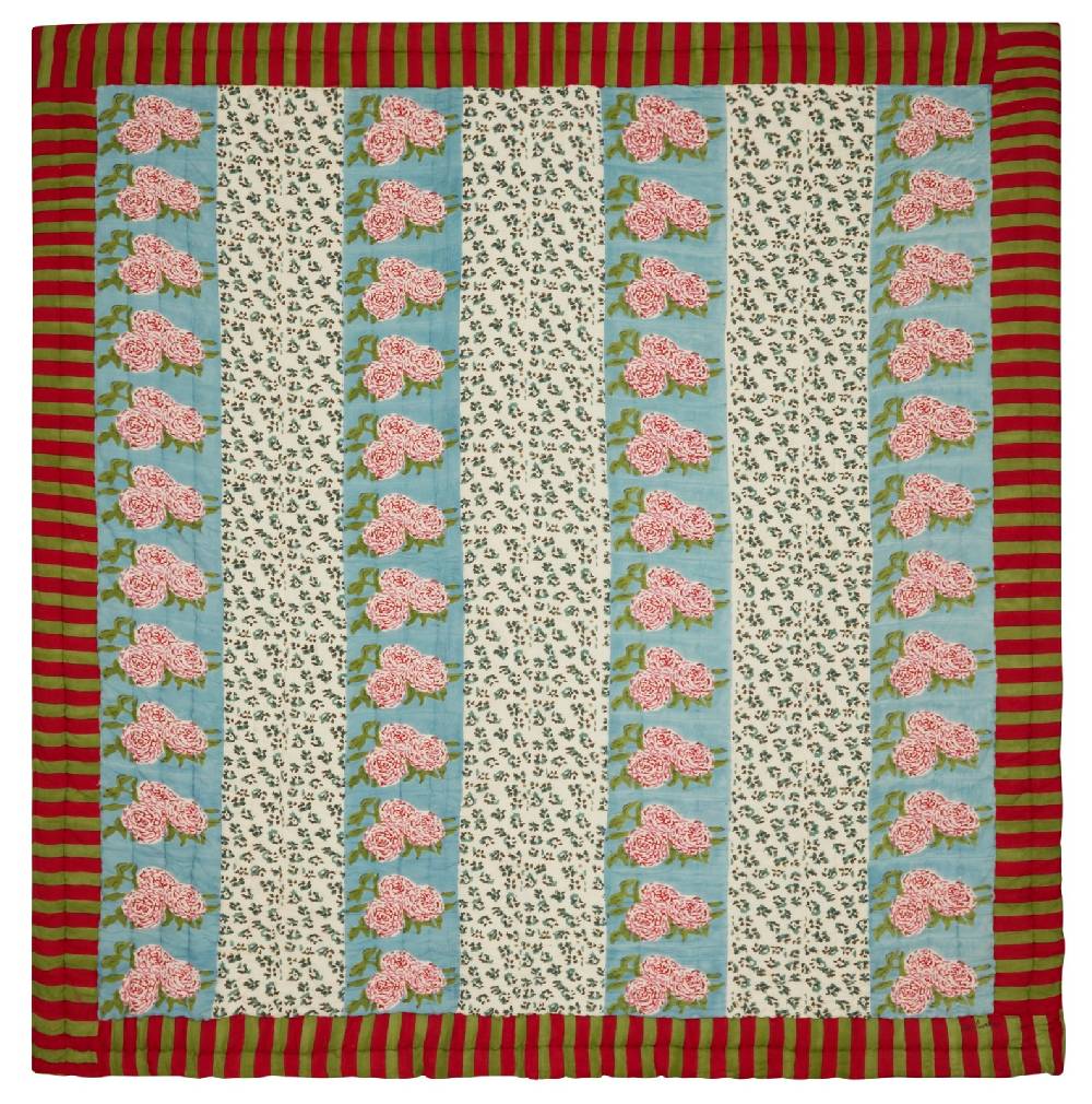 Lisa Corti trapunta reversibile 250x270cm leopard stripes sky