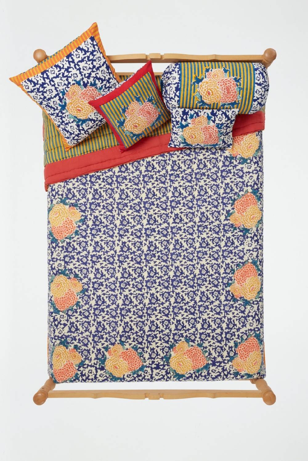 Lisa Corti trapunta reversibile 250x270cm arabesque corolla blue natural Offerta