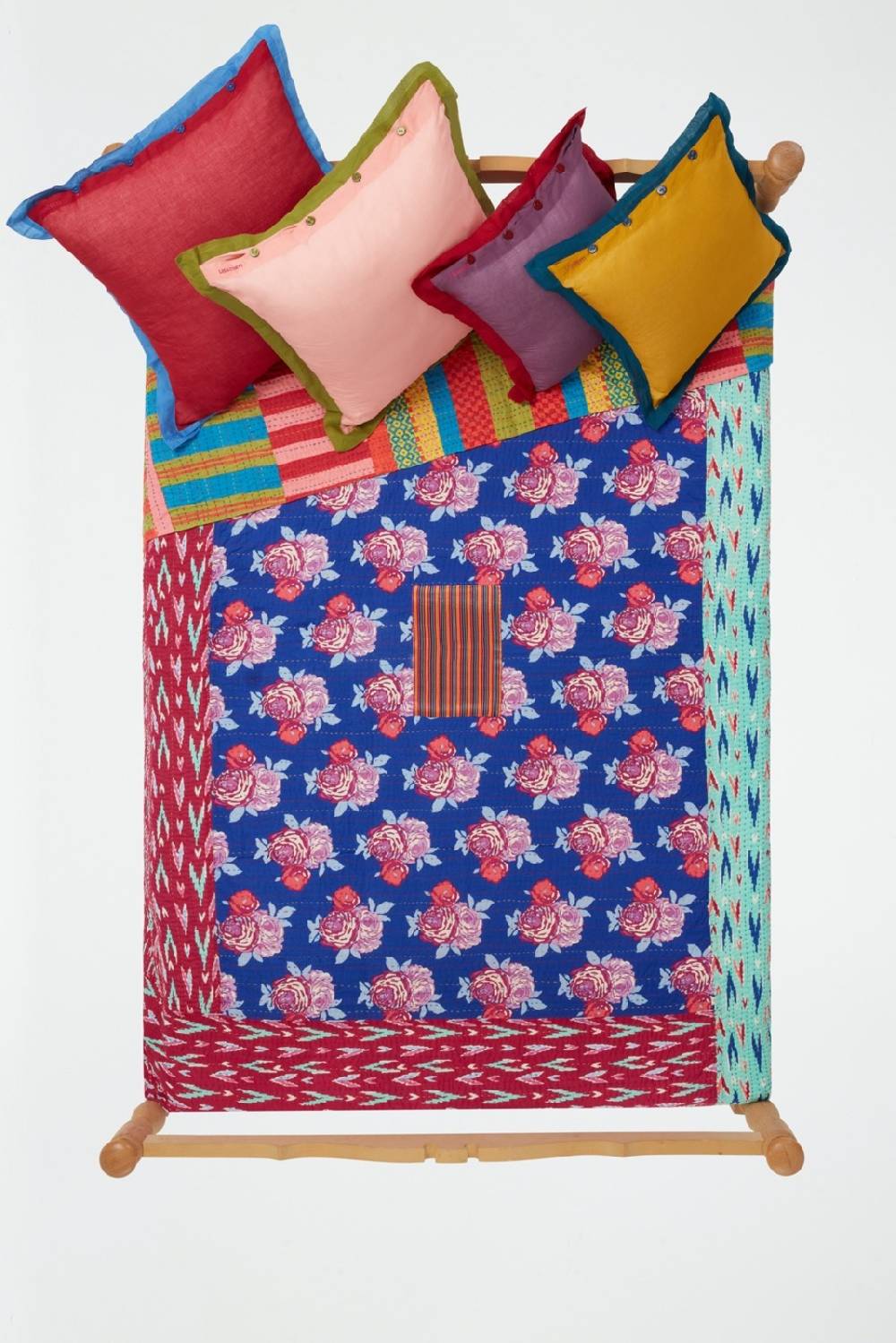 Lisa Corti copriletto reversibile gudri 250x270cm bold rose royal blue Nuovo