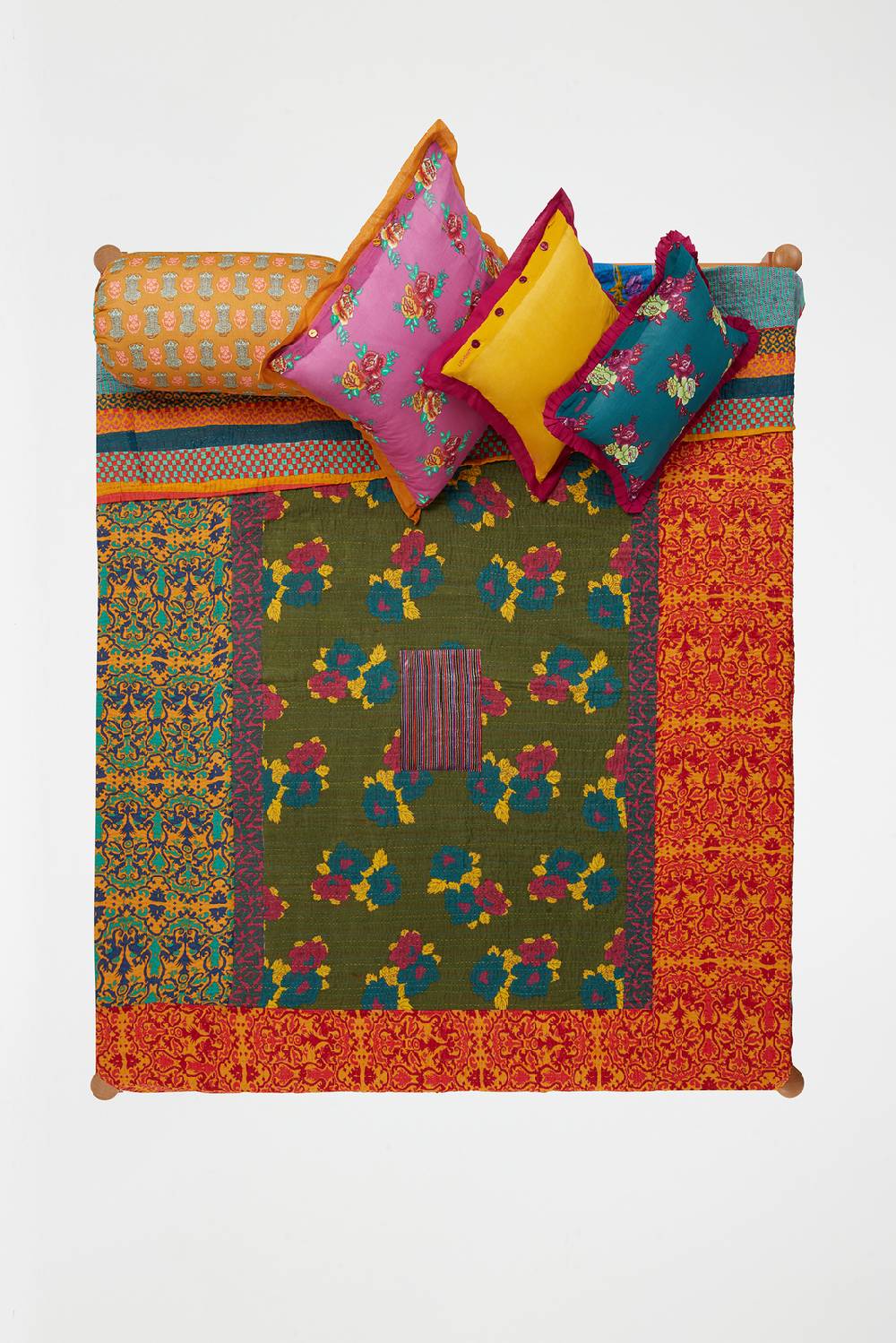 Lisa Corti copriletto reversibile gudri 250x270cm kauai peony olive green Qualità