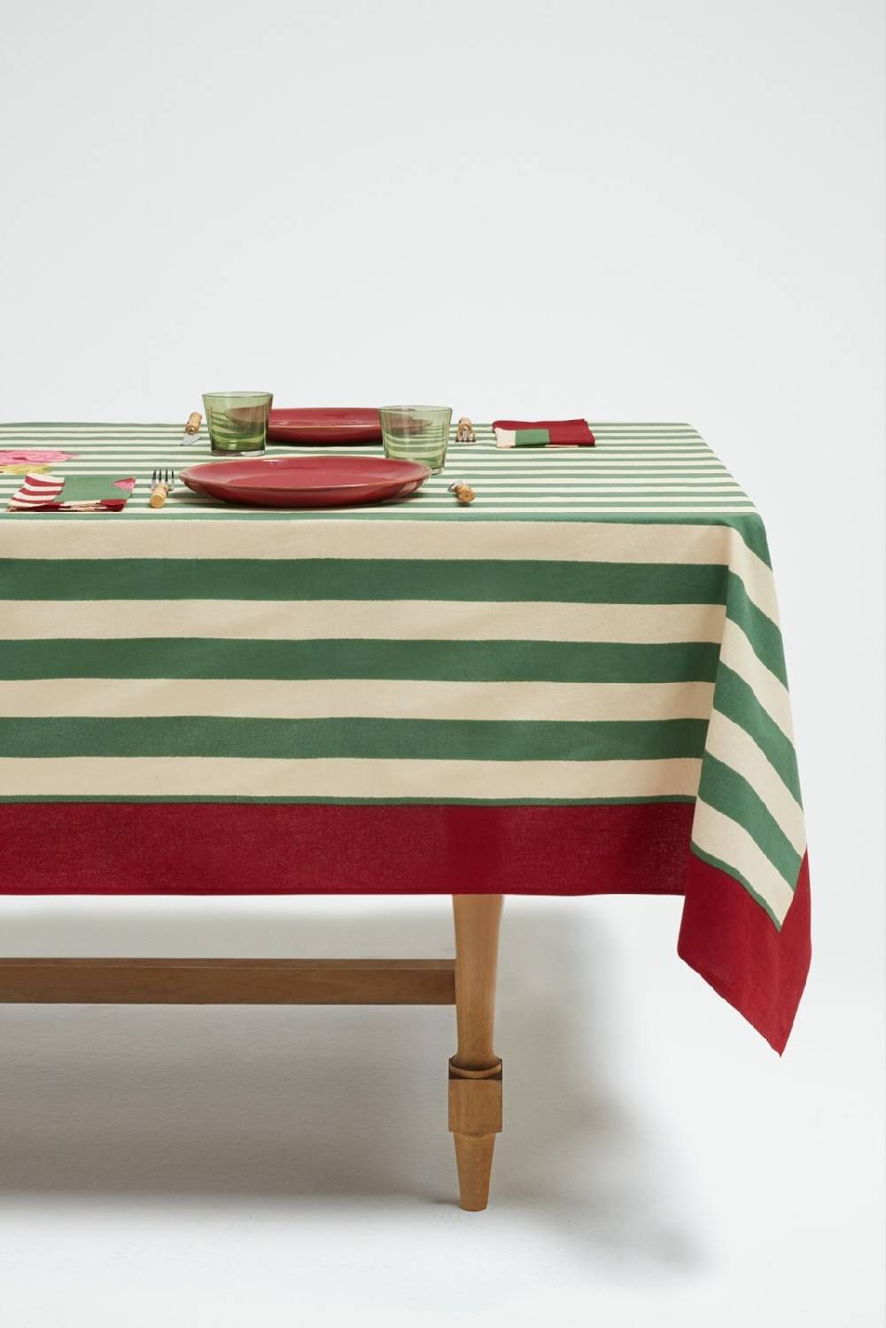 Lisa Corti telo cotone 250x270cm nizam stripes green natural Online