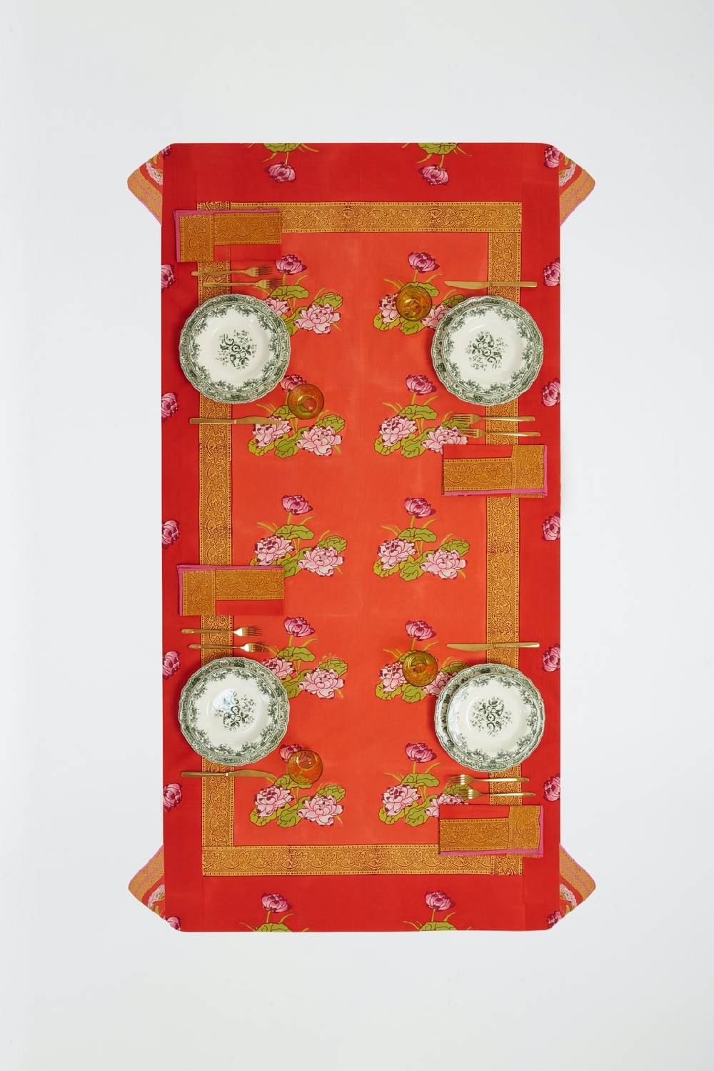 Lisa Corti telo cotone 250x270cm tea flower red orange Hotsell