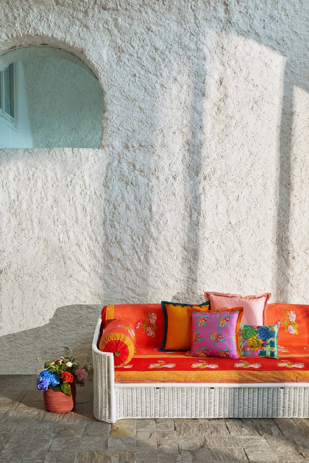 Lisa Corti telo cotone 250x270cm tea flower red orange Hotsell