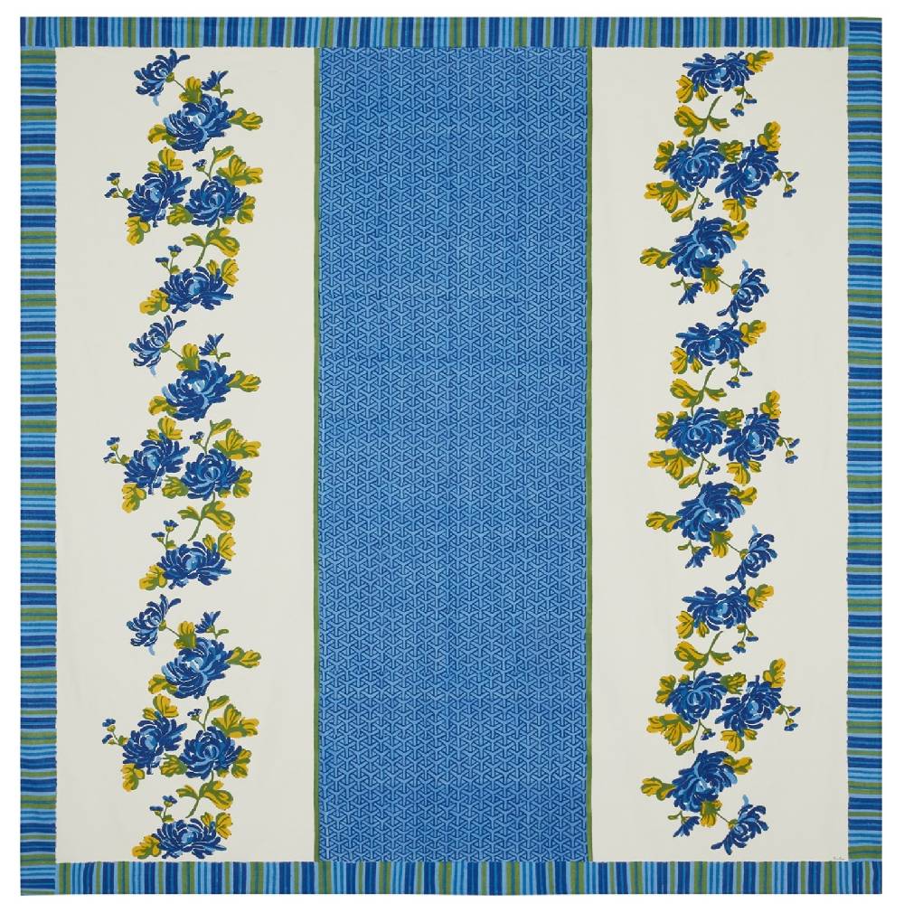 Lisa Corti telo cotone 250x270cm vienna blue cream