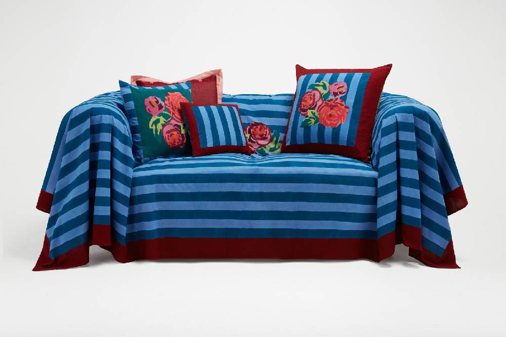 Lisa Corti telo cotone 250x270cm nizam stripes ferozi sugar In Saldo