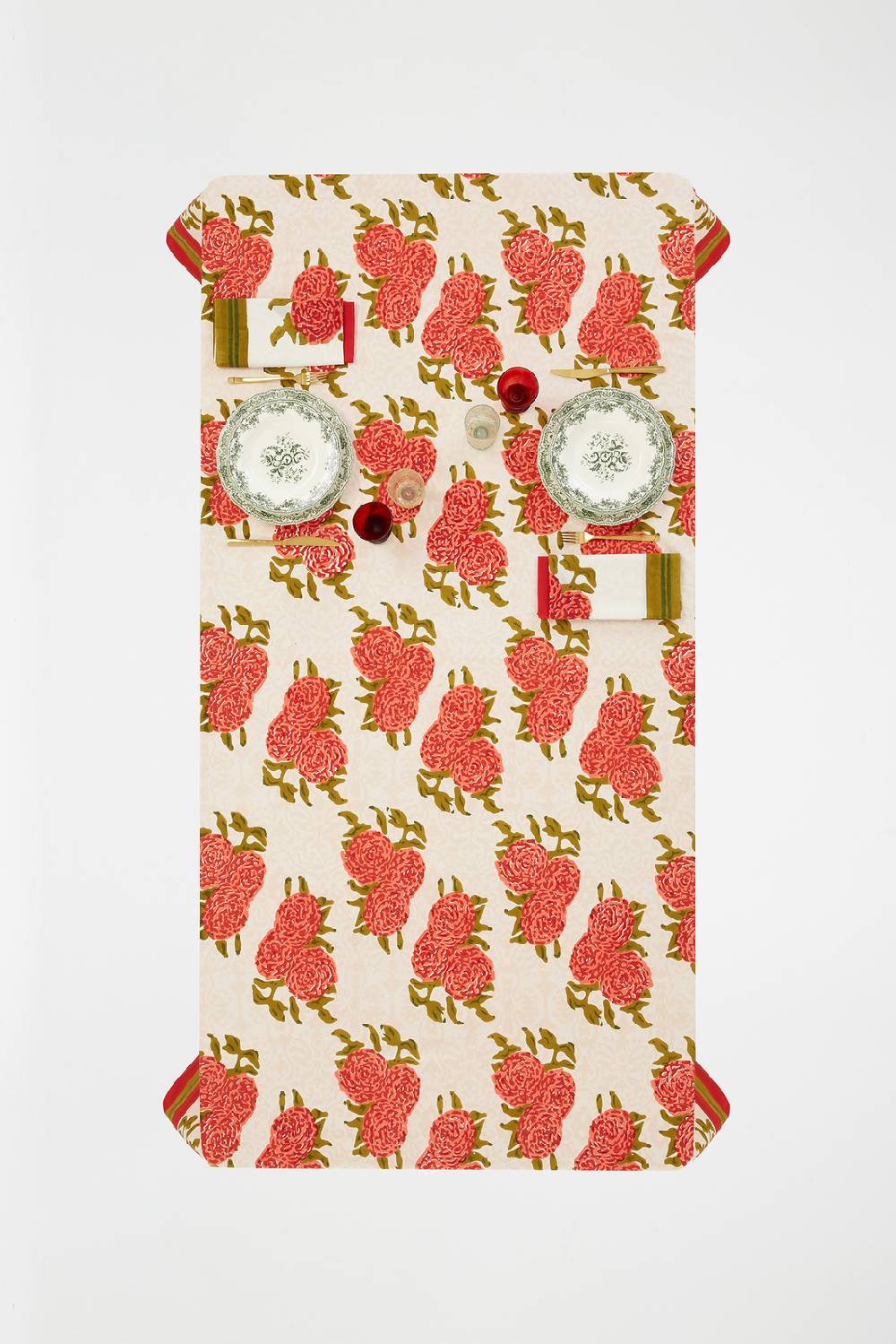 Lisa Corti telo cotone 250x270cm leopard bouquet red Moda