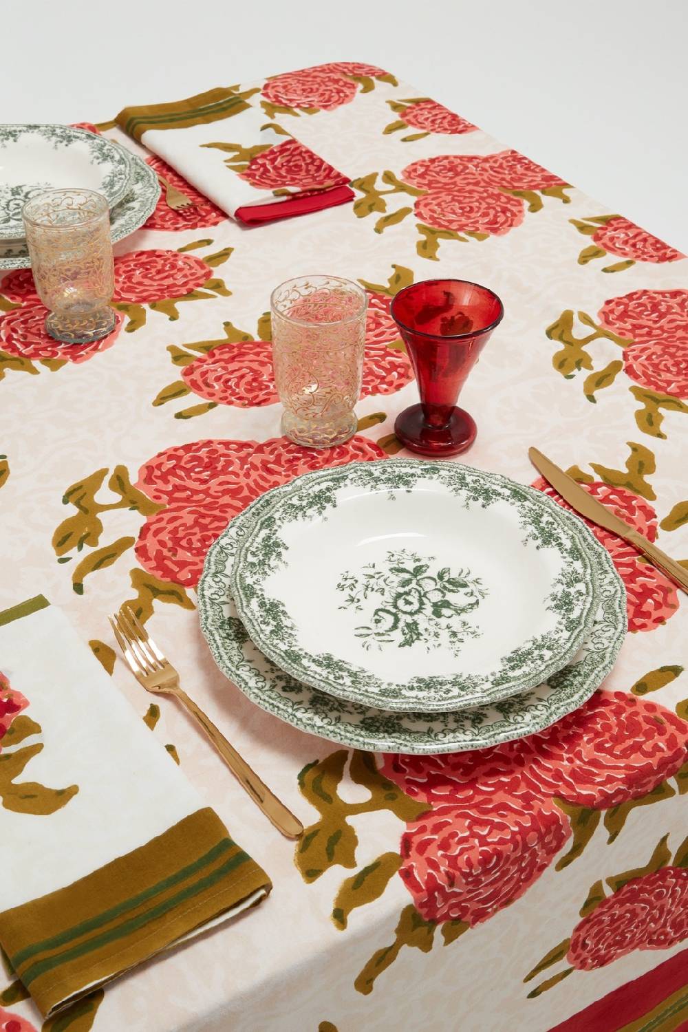 Lisa Corti telo cotone 250x270cm leopard bouquet red Moda