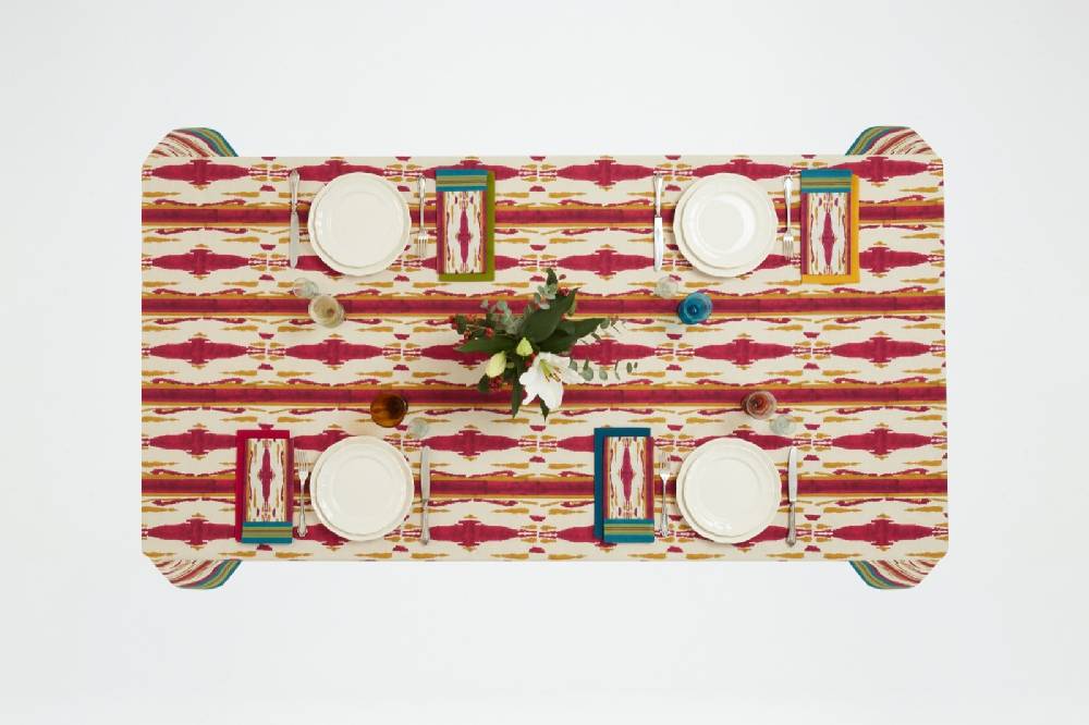 Lisa Corti telo cotone 250x270cm flame aubergine-gold Offerte