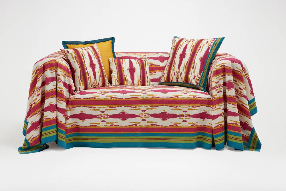 Lisa Corti telo cotone 250x270cm flame aubergine-gold Offerte
