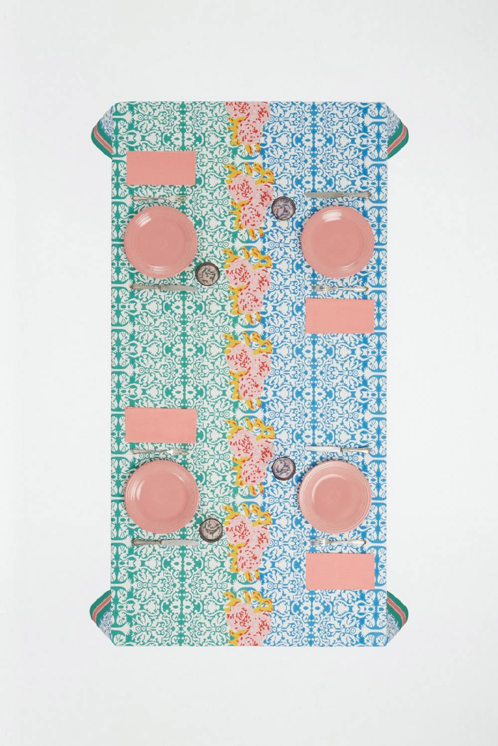 Lisa Corti telo cotone 220x270cm dam dam veronese blue Nuovo