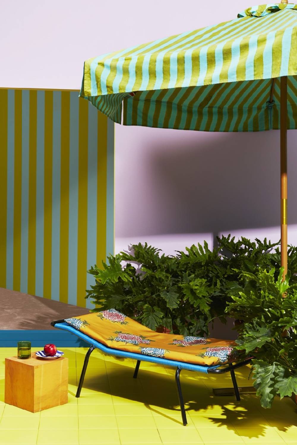 Lisa Corti tessuto da esterni stripes turquoise acid green Shopping Online