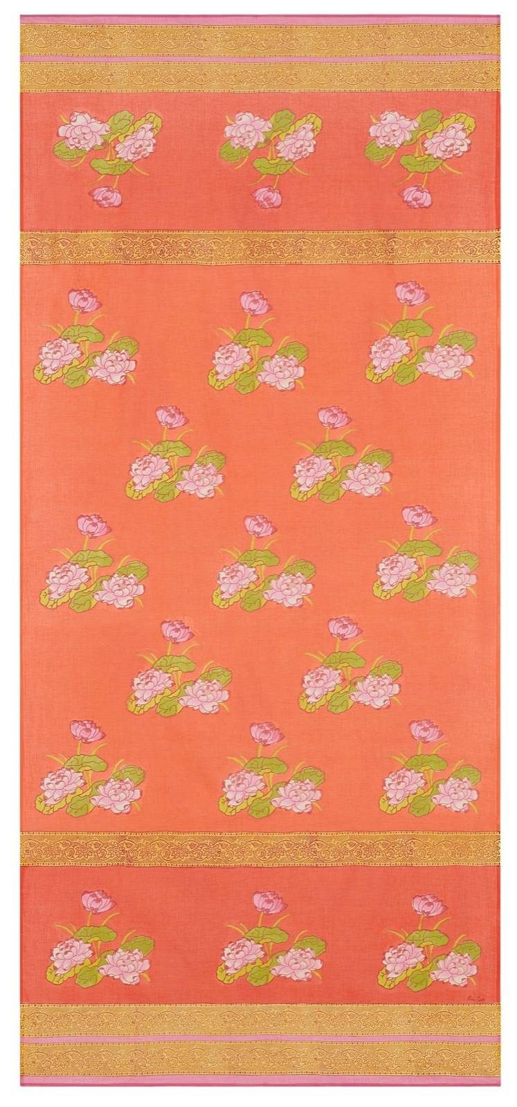 Lisa Corti tenda mussola di cotone 110x240cm tea flower red orange Negozio