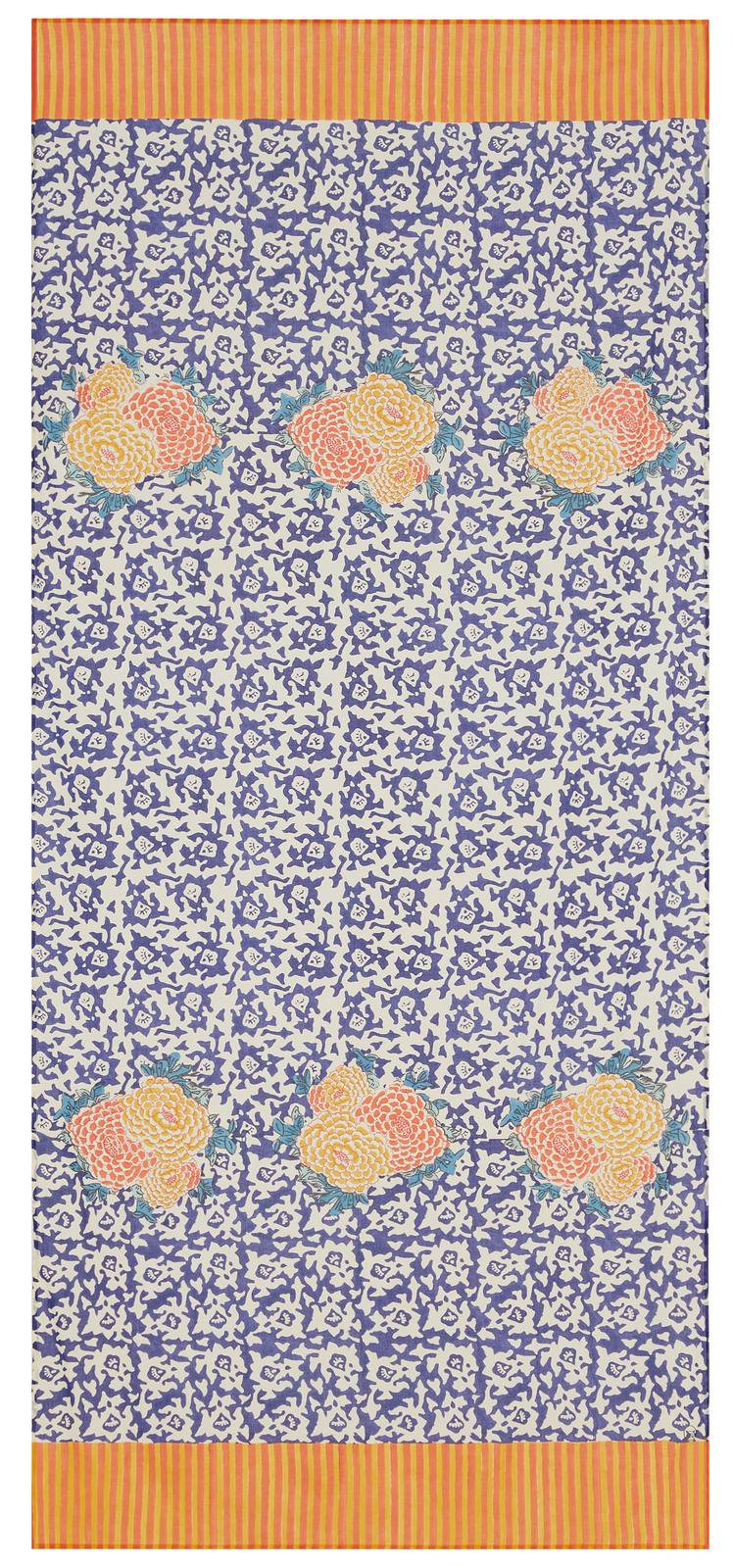 Lisa Corti tenda mussola di cotone 110x240cm arabesque corolla blue natural In Saldo