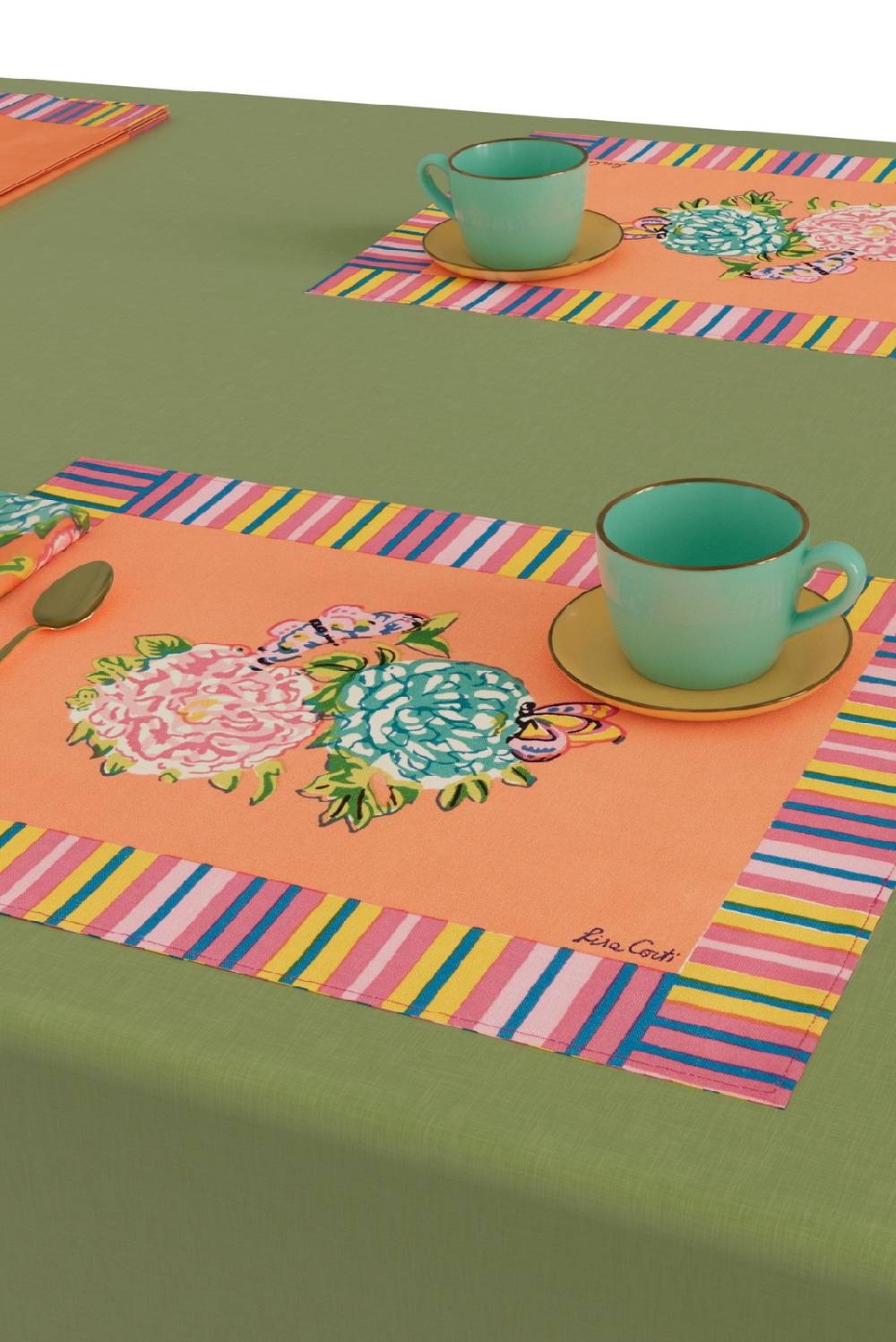 Lisa Corti tovaglietta cotone 35x48cm kandem queen peach Pezzi Unici
