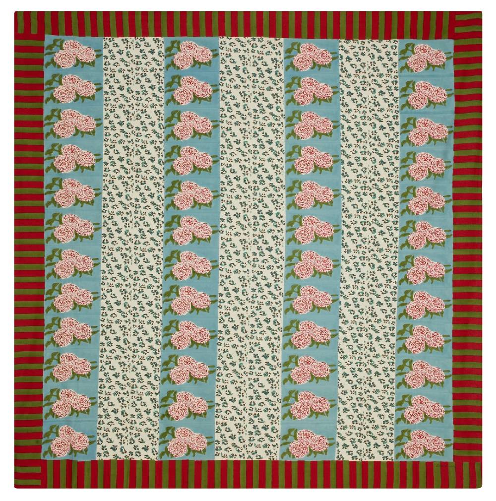 Lisa Corti telo cotone 250x270cm leopard stripes sky