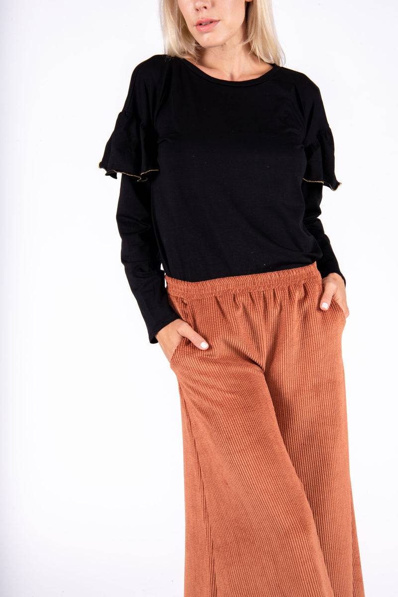 Olive E Miele PANTALONE MOLLIE VELLUTO MATTONE Promozione Limitata
