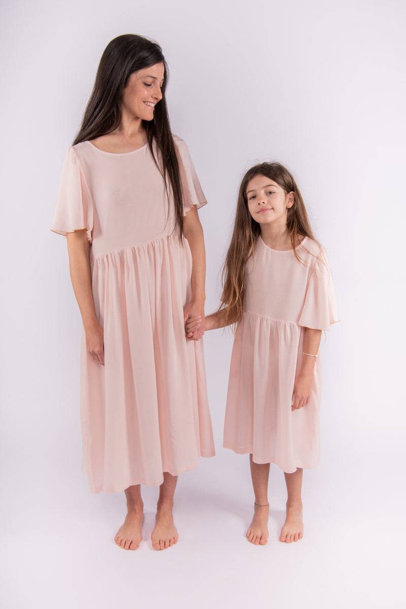 Olive E Miele MiniMe abito Dorothea cipria