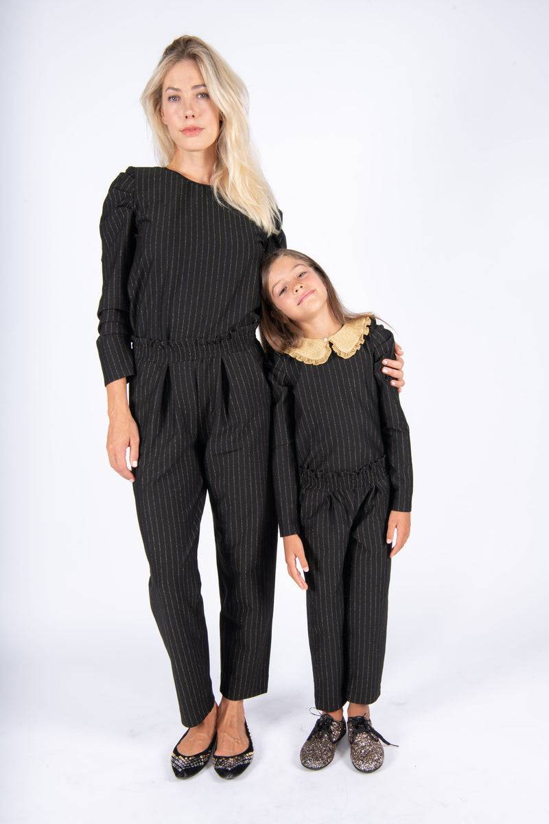 Olive E Miele MiniMe t-shirt Beth + pantalone Gertie gessato lurex Vendita Economica