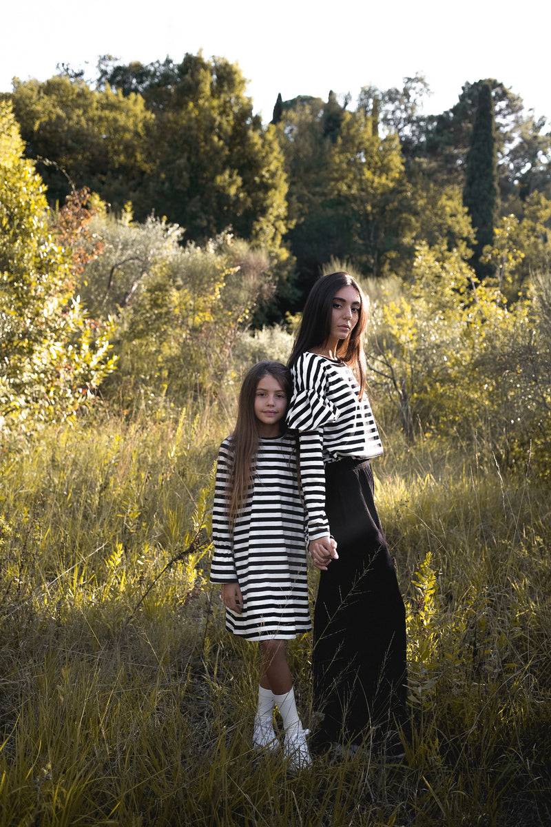 Olive E Miele ABITO CAROL RIGHE BIANCO-NERO 2025