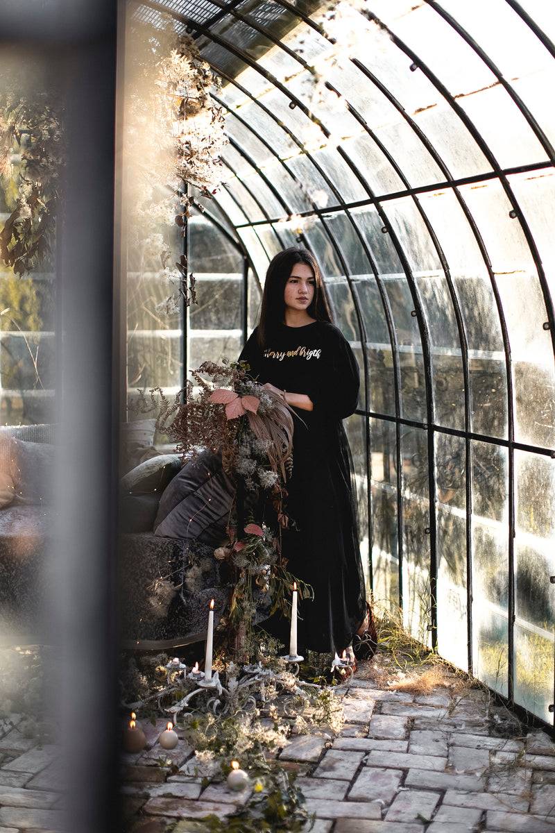 Olive E Miele T-SHIRT MERRY AND BRIGHT BLACK Vendita