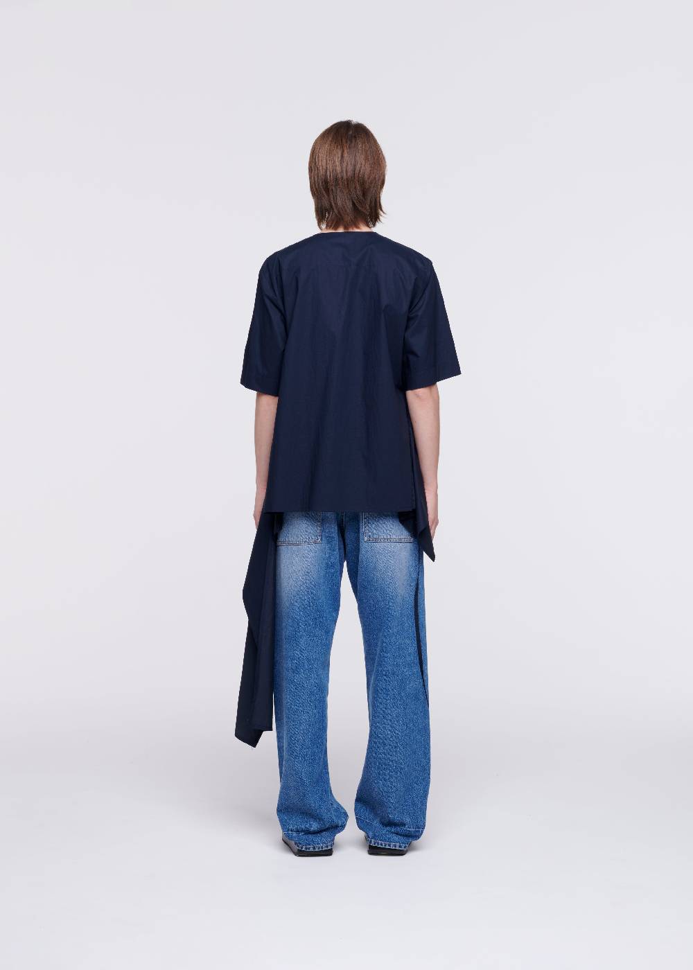 Plan C CAMICIA DI COTONE BLU CON STRASCICO In Linea