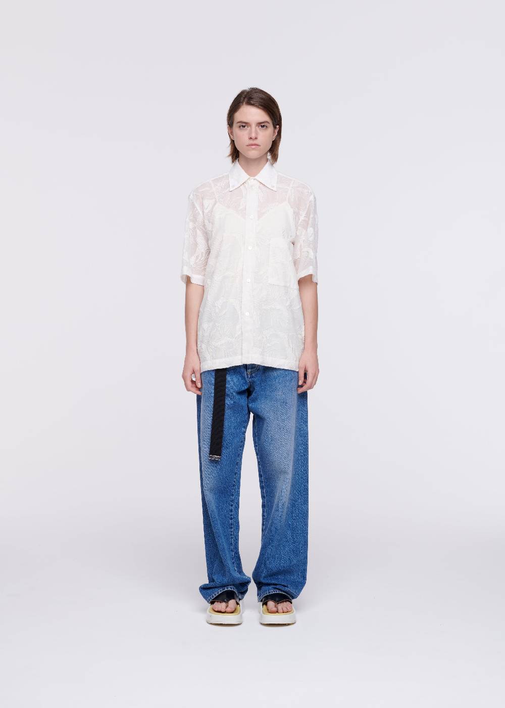 Plan C CAMICIA IN COTONE RICAMATA A FIORI Pezzi Unici