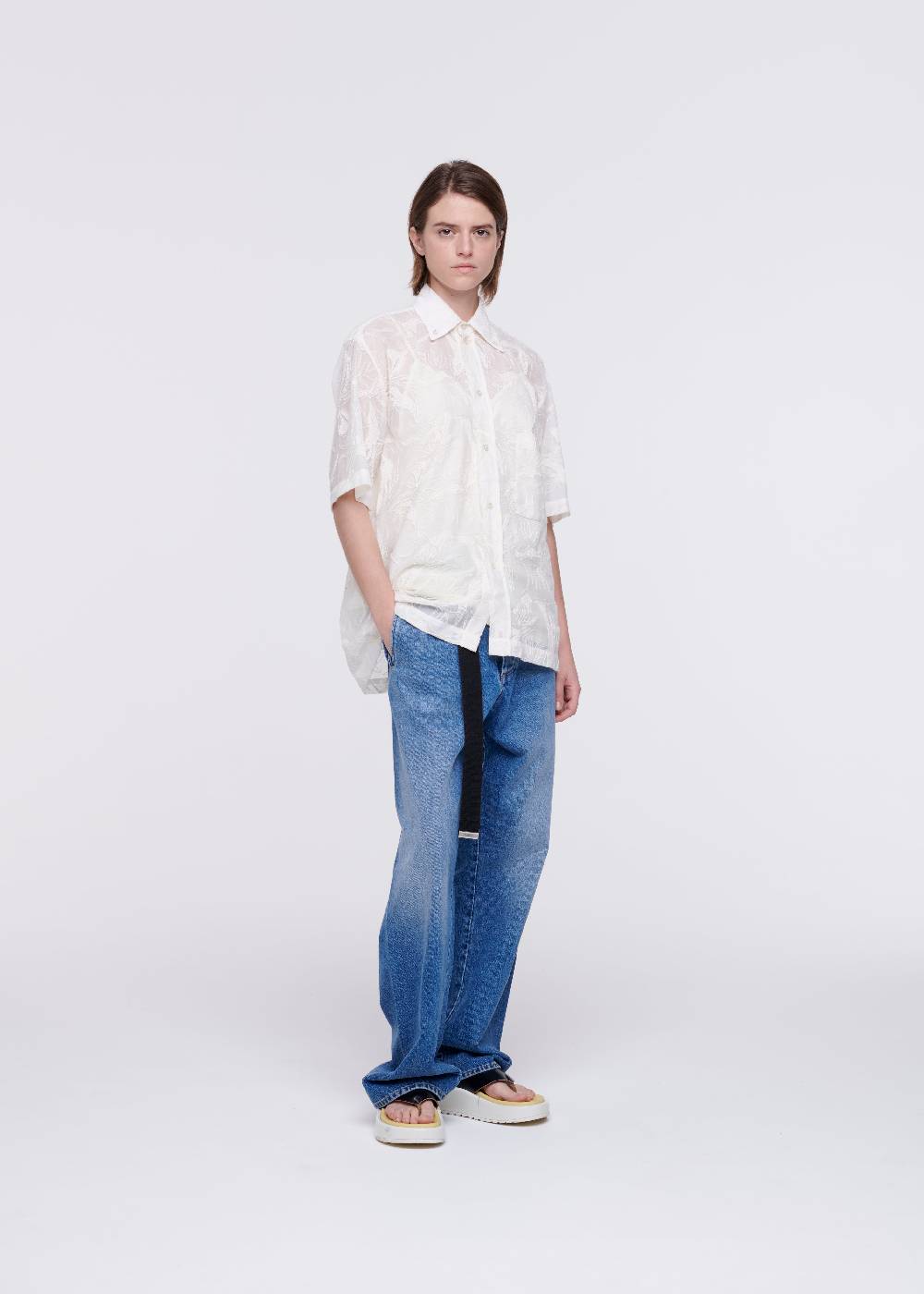 Plan C CAMICIA IN COTONE RICAMATA A FIORI Pezzi Unici