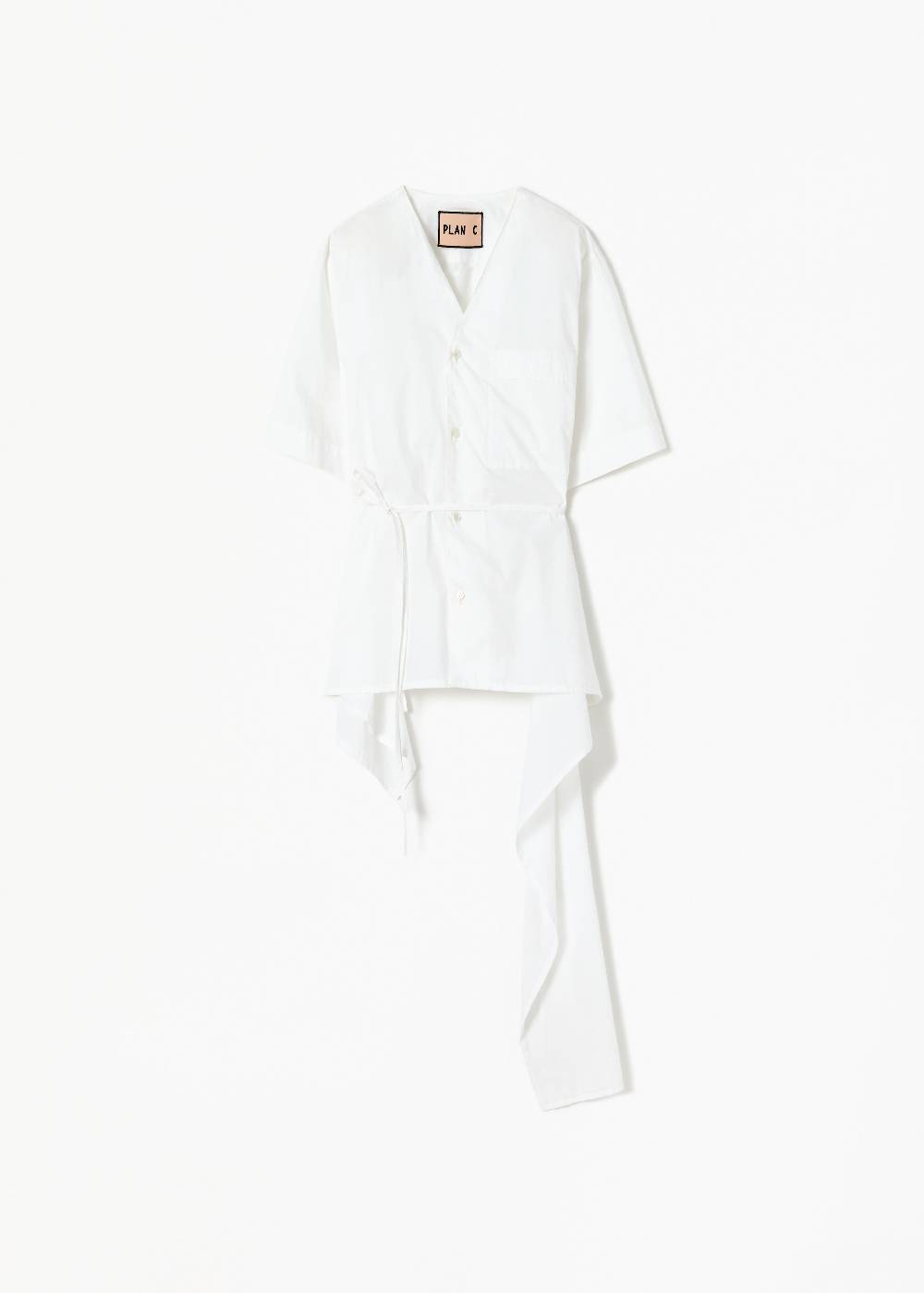 Plan C CAMICIA DI COTONE BIANCO CON STRASCICO