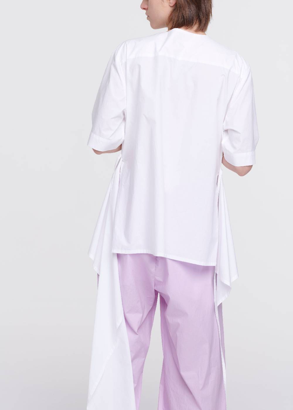 Plan C CAMICIA DI COTONE BIANCO CON STRASCICO Soddisfazione Garantita