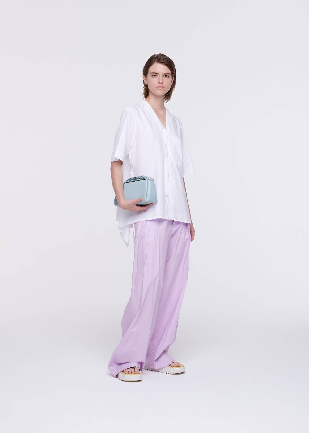 Plan C CAMICIA DI COTONE BIANCO CON STRASCICO Soddisfazione Garantita
