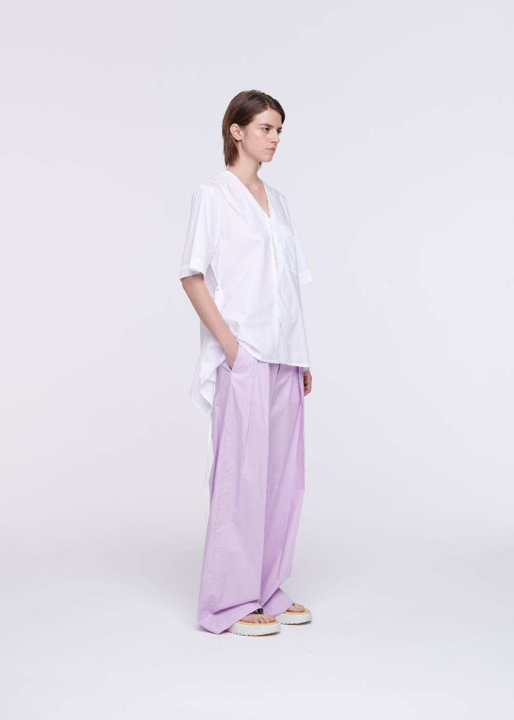 Plan C CAMICIA DI COTONE BIANCO CON STRASCICO Soddisfazione Garantita