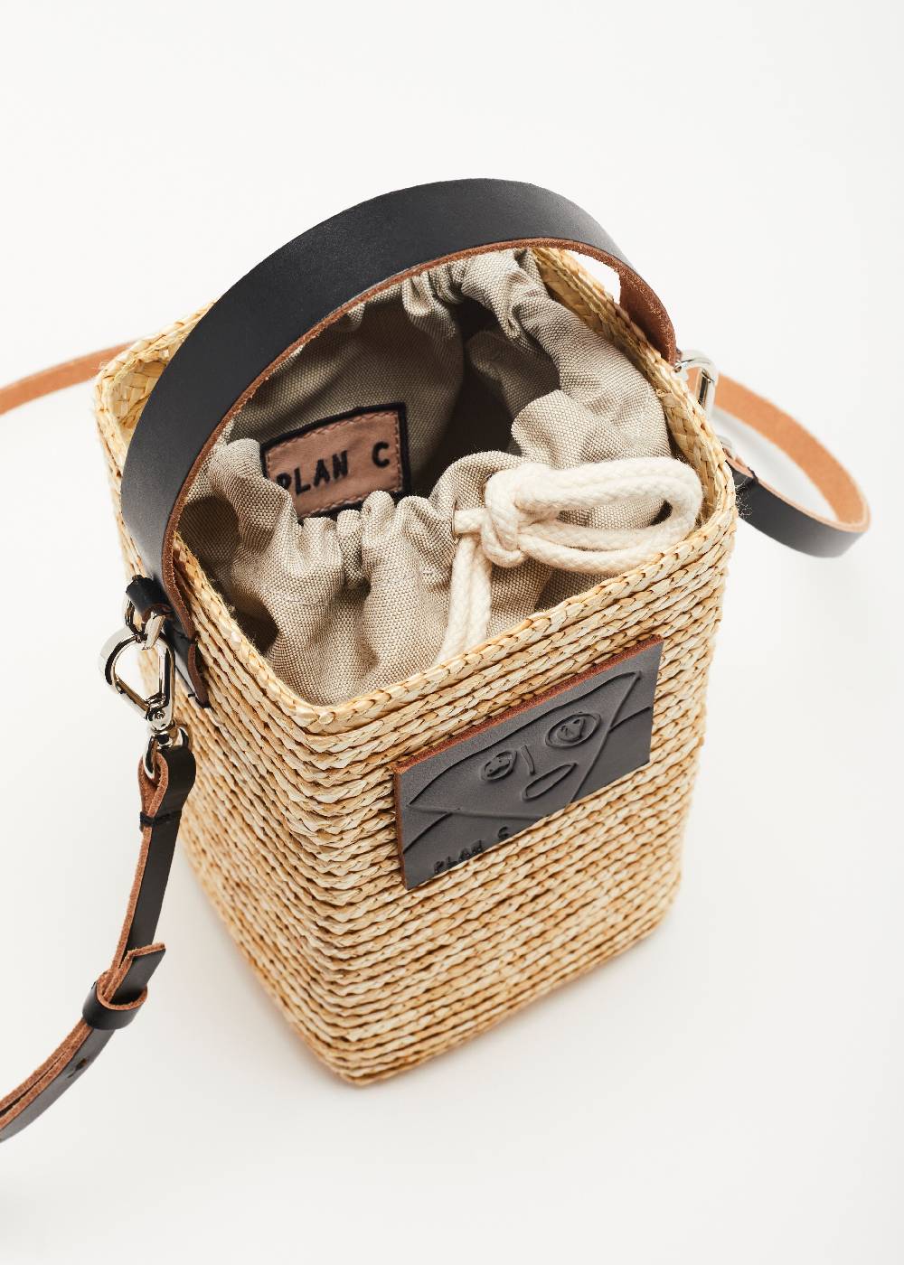 Plan C POUCH IN PAGLIA FIORENTINA "PILI E BIANCA" Consegna Veloce